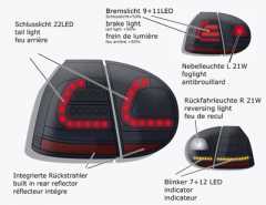 LED Rückleuchten Urban Style schwarz inkl. LED Blinker/Bremslicht VW Golf V